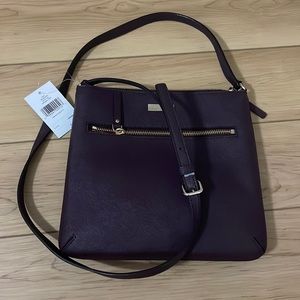 Kate Spade leather adjustable cross body plum purple NWT